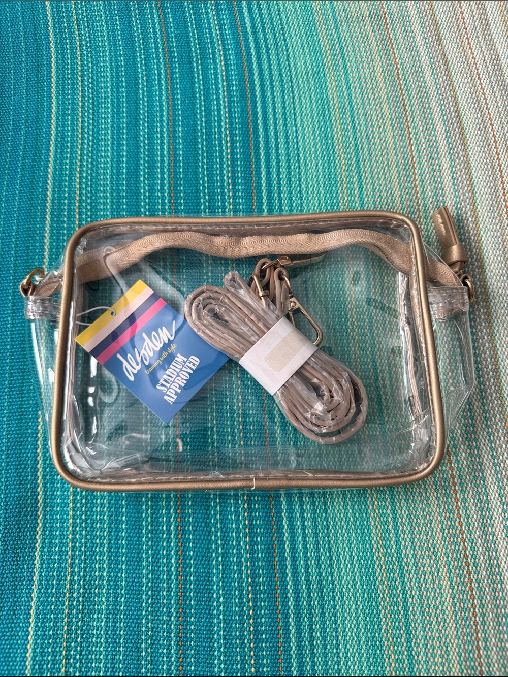 Clear Crossbody Bag with Gold Trim